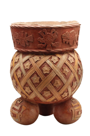Ornate clay vessel, Mexica (Aztec), 14th-15th century