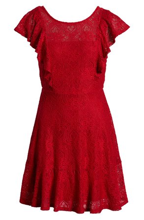 Speechless Ruffle Sleeve Lace Fit & Flare Minidress | Nordstrom