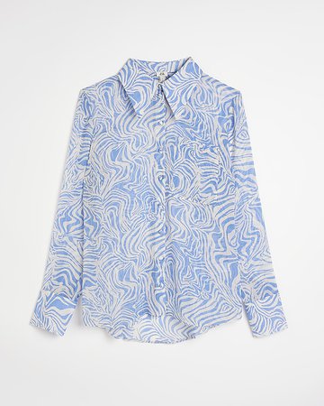 Blue swirl print mini shirt | River Island