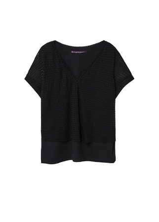 Violeta BY MANGO Combined mesh t-shirt