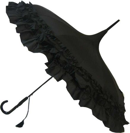Black Vintage Frill Umbrella