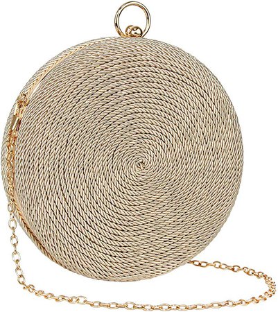 K.T.Fancy Handwoven Round Clutch Purses for Women Evening Bags With Detachable Chain Strap for Beach Wedding Party: Handbags: Amazon.com