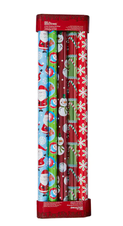 For Living Multipack Holiday Gift Wrap with Holograph, Assorted, 5-pk