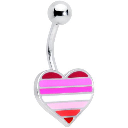 Red Pink White Lesbian Pride Heart Belly Ring – BodyCandy