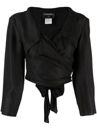 CHANEL Pre-Owned 1999 wrap-design Cropped Blouse - Farfetch