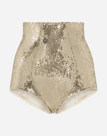 Women's Underwear in Gold | Sequined culottes | Dolce&Gabbana
