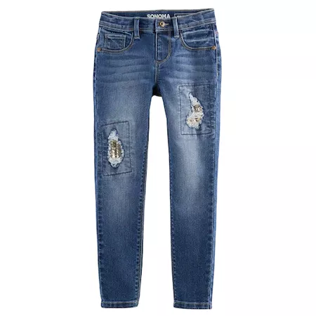 Girls 4-12 SONOMA Goods for Life™ Sequin Rip Jeans