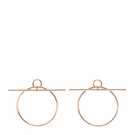 HERMES 18K Rose Gold MM Loop Earrings 975011 | FASHIONPHILE