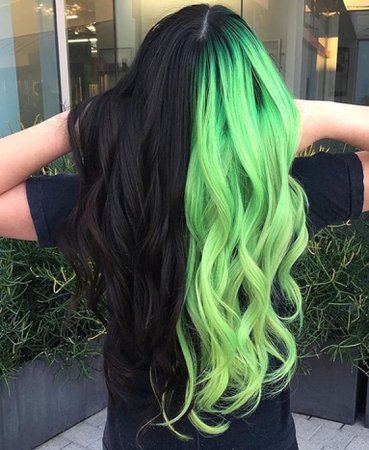 Green and black hair