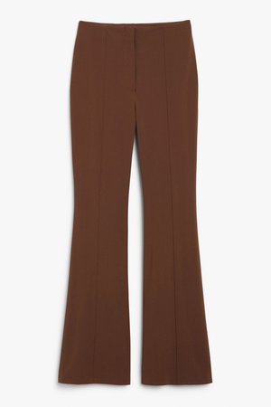 High-waist flared trousers - Brown - Trousers - Monki