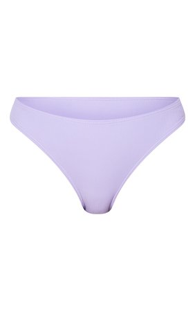 Purple Ribbed Contrast High Leg Bikini Bottoms | PrettyLittleThing USA