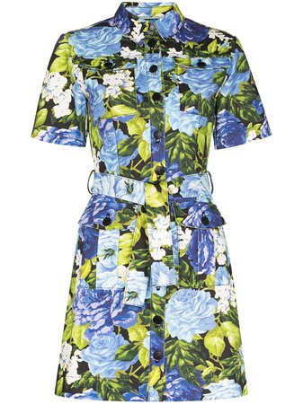 Shop Richard Quinn floral print mini shirtdress with Express Delivery - FARFETCH