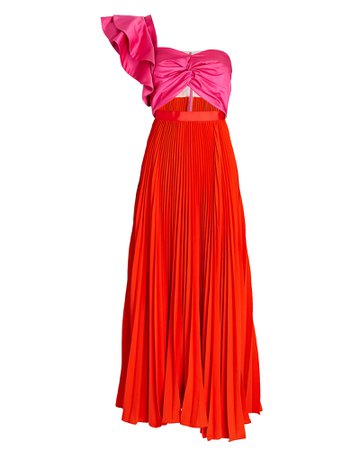 AMUR Cleopatra One-Shoulder Pleated Maxi Dress | INTERMIX®