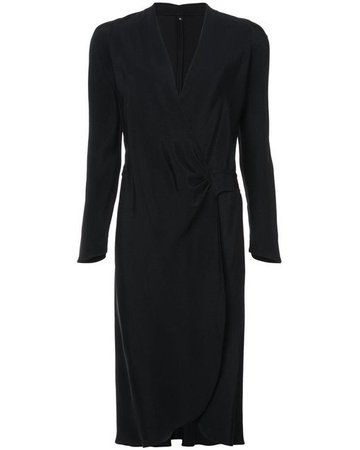 Lyst - Peter Cohen Long-sleeved Wrap Dress in Black