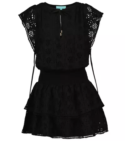 Keri Broderie Anglaise Cotton Minidress in Black - Melissa Odabash | Mytheresa