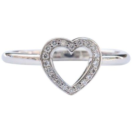 Tiffany and Co. Diamond Open Heart Ring in Platinum at 1stDibs | tiffany and co open heart ring, tiffany open heart ring, open heart tiffany ring