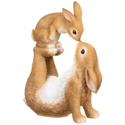 Grand ornement de lapin s'embrassant - Marron | Nains de jardin - B & M