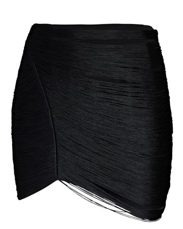 Jonathan Simkhai Rylan Fringed Mini Skirt In Black | INTERMIX®