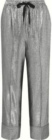 Lurex Straight-leg Pants - Silver