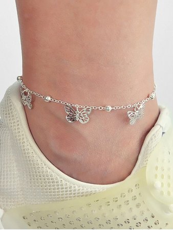 [43% OFF] [HOT] 2020 Hollow Butterfly Chain Charm Anklet In SILVER | ZAFUL