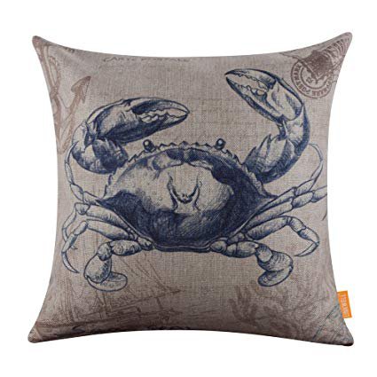 LINKWELL 18"x18" Retro Blue Octopus Sea Marine Burlap Cushion Covers Pillow Case: Home & Kitchen