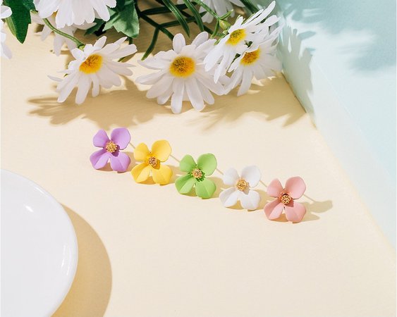 SOO & SOO Lovely Flower Silver Pint Earrings | Earrings for Women | KOODING