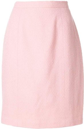 Pre-Owned textured straight skirt