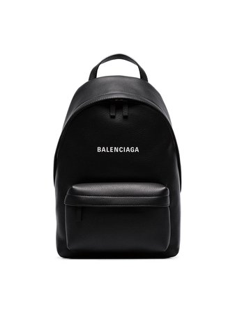 Shop black Balenciaga Everyday logo-print leather backpack with Express Delivery - Farfetch