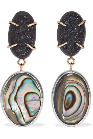 Melissa Joy Manning | 14-karat gold, sterling silver, druzy and shell earrings | NET-A-PORTER.COM