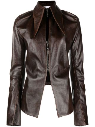 16Arlington oversized pointed collar leather jacket