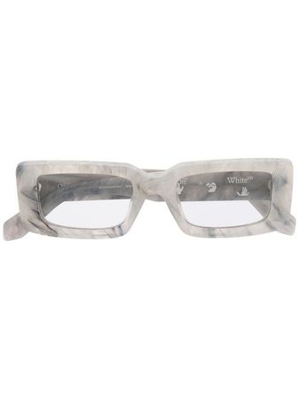 Shop Off-White Arthur marble-effect rectagular sunglasses with Express Delivery - Farfetch