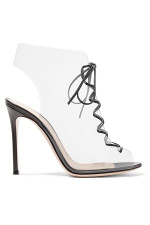 Gianvito Rossi | Helmut Plexi 100 lace-up PVC and leather ankle boots | NET-A-PORTER.COM