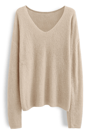 beige loose knit top