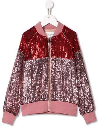 Shop pink Alberta Ferretti Kids sequin embellished bomber jacket with Express Delivery - Farfetch