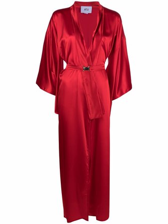 Atu Body Couture longline satin coat red ATS21111 - Farfetch