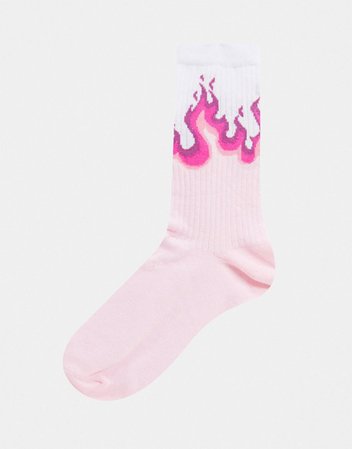 ASOS DESIGN flame calf length sock in pink | ASOS