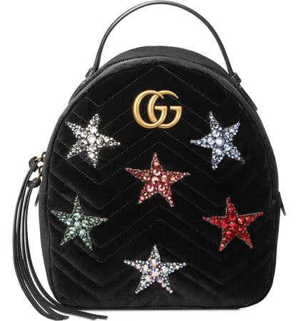 Gucci Marmont 2.0 Crystal Stars Velvet Backpack | Nordstrom