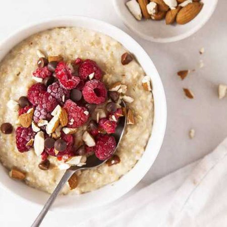 Porridge with berries and nuts on We Heart It