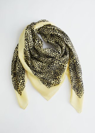 Leopard Print Light Wool Scarf - Neon Yellow - Lightweight scarves - & Other Stories