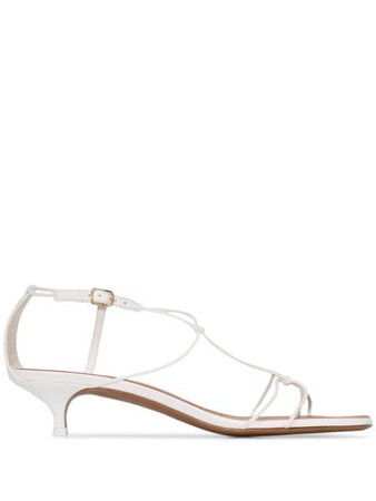 Shop white Zimmermann 40mm strappy kitten heel sandals with Express Delivery - Farfetch