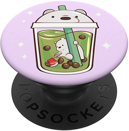 Amazon.com: Boba Tea Bubble Tea Milk Tea - Purple and White Bear PopSockets PopGrip: Swappable Grip for Phones & Tablets