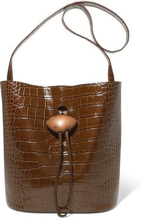 REJINA PYO - Naomi Embellished Croc-effect Leather Tote - Brown