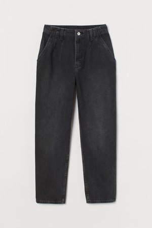 Mom High Pleated Jeans - Black