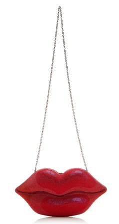 Judith leiber red hot crystal lips clutch