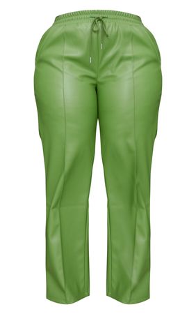 Plus Bright Green Faux Leather Wide Leg Trousers | PrettyLittleThing USA