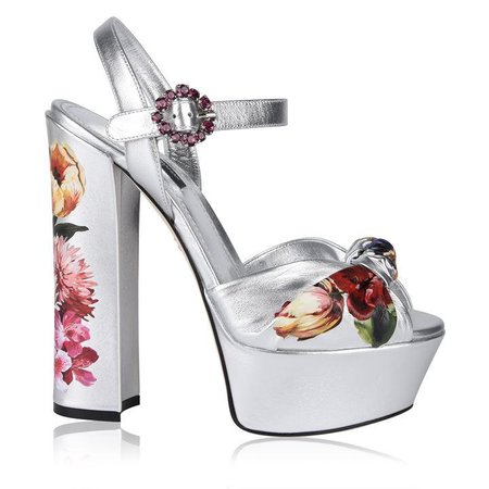 Dolce and Gabbana | Floral Platform Nappa Leather Sandals
