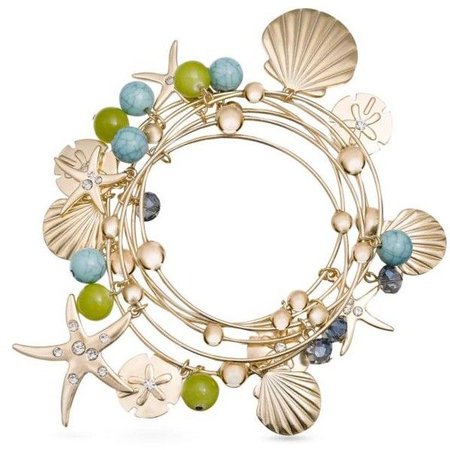 Gold Tone Sea/Mermaid Bracelet Set