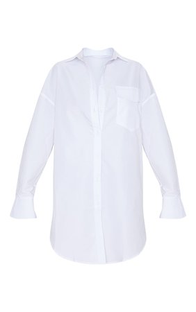White Bell Cuff Detail Oversized Shirt Dress | PrettyLittleThing USA