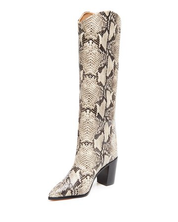Schutz Analeah Snake-Print Leather Tall Boots | Neiman Marcus