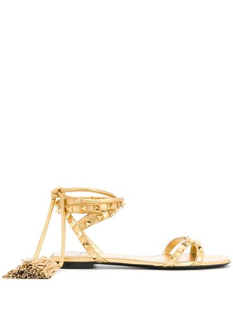 Valentino Garavani Rockstud tasseled sandals gold UW2S0Z46TEK - Farfetch